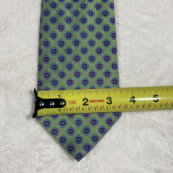 Vintage Lands' End Men's Silk Tie Light Green Blue Easter Sunday Wedding Guest - Picture 3 of 4